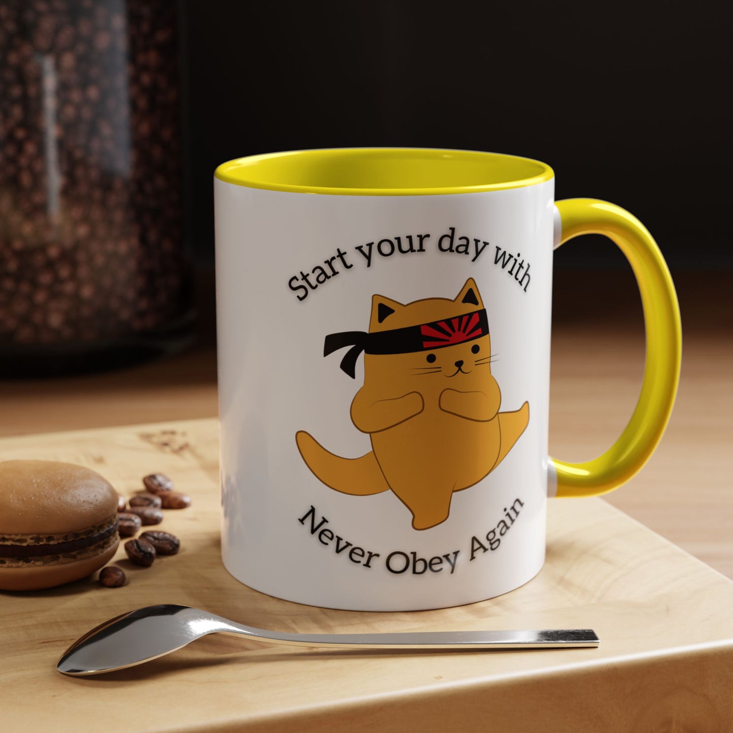 Start your day with Never Obey Again Mug
