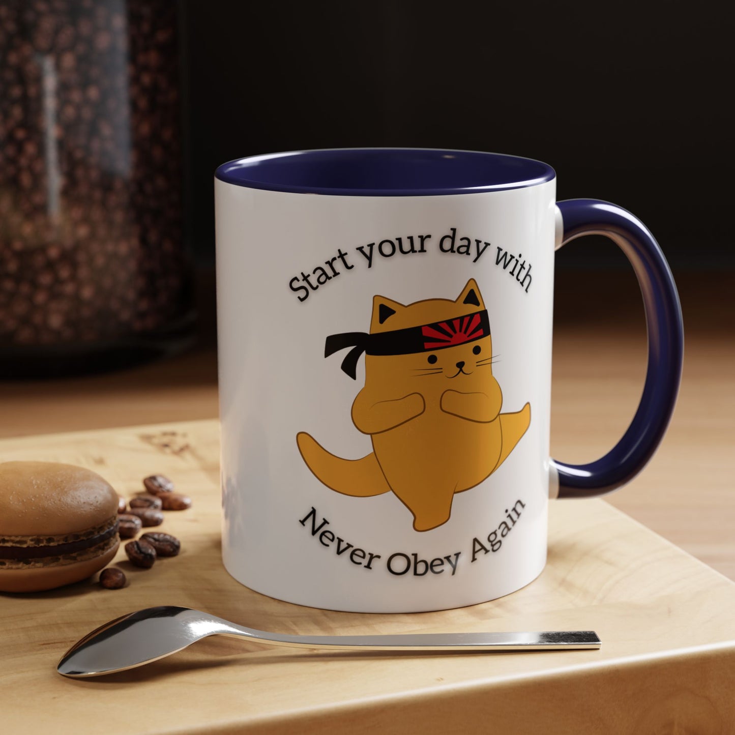 Start your day with Never Obey Again Mug