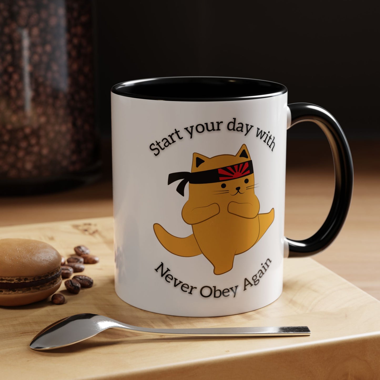 Start your day with Never Obey Again Mug