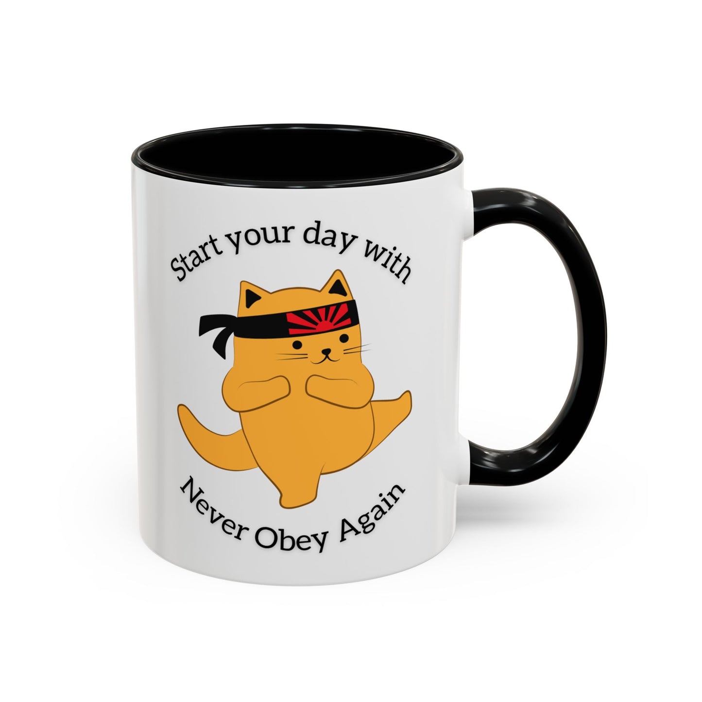 Start your day with Never Obey Again Mug