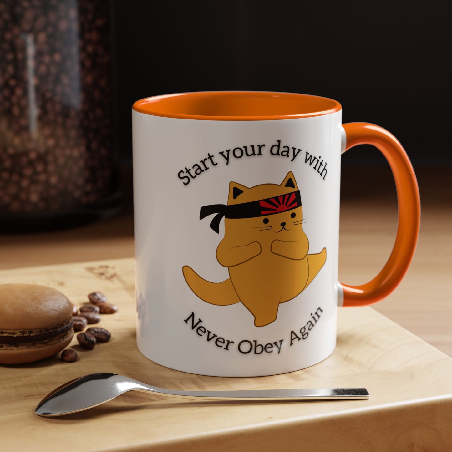 Start your day with Never Obey Again Mug
