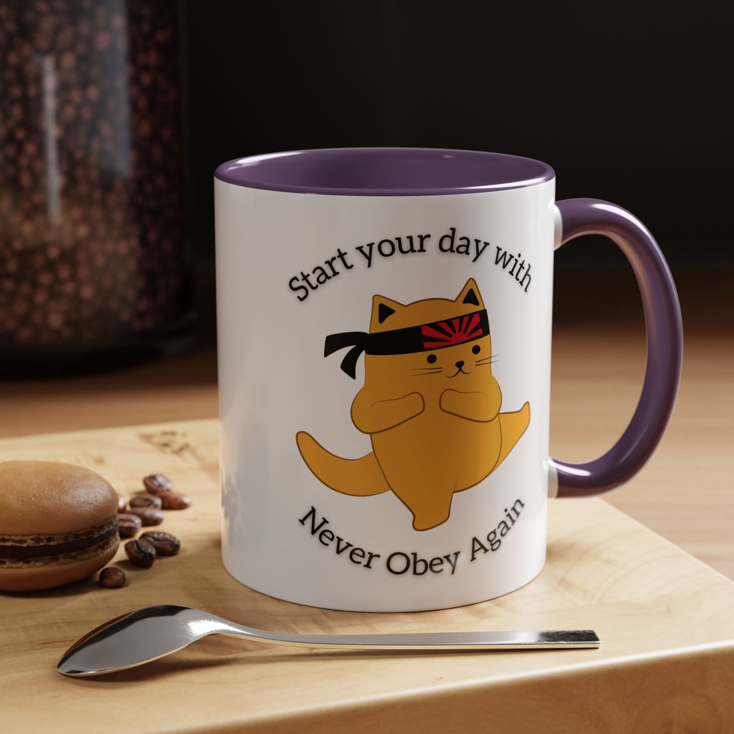 Start your day with Never Obey Again Mug